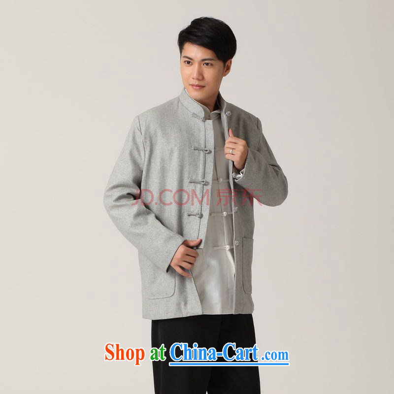 The Frequency Male Tang with long-sleeved T-shirt and smock, for national wind, served black Tang jackets - 1 gray 3 XL