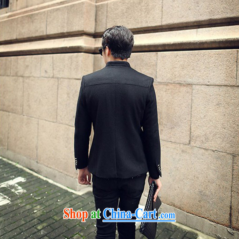 happy times 2014 fall and winter New Men's men's Korean leisure jacket, collar wool is cultivating a black smock XXL, happy times, shopping on the Internet