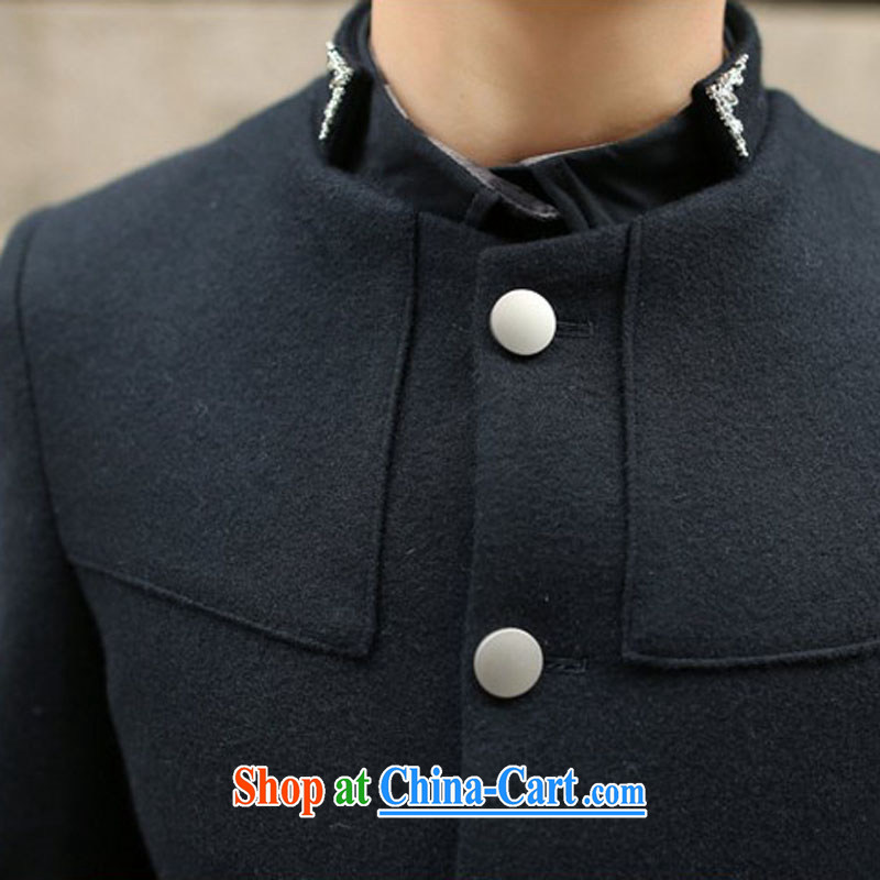 happy times 2014 fall and winter New Men's men's Korean leisure jacket, collar wool is cultivating a black smock XXL, happy times, shopping on the Internet