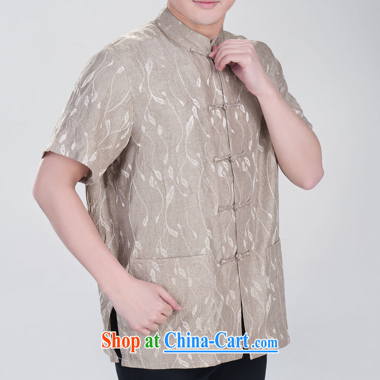 Mute the Chinese men's short-sleeved Tang in older Chinese men and Chinese summer Father's Day Gift beige 185/104, XXXXL) pictures, price, brand platters! Elections are good character, the national distribution, so why buy now enjoy more preferential! Health