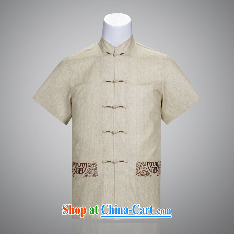 Jinhua upscale men's cotton the Chinese summer short-sleeve hand-buckle older Chinese summer shirt beige 165/84 (L) pictures, price, brand platters! Elections are good character, the national distribution, so why buy now enjoy more preferential! Health