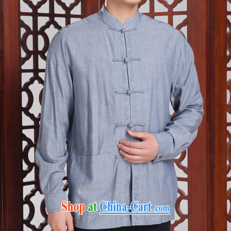 Splendid solid shirt men's Chinese Autumn with long-sleeved, older Chinese clothing ethnic wind features solid shirt light gray 185/104 A (XXXL) pictures, price, brand platters! Elections are good character, the national distribution, so why buy now enjoy more preferential! Health
