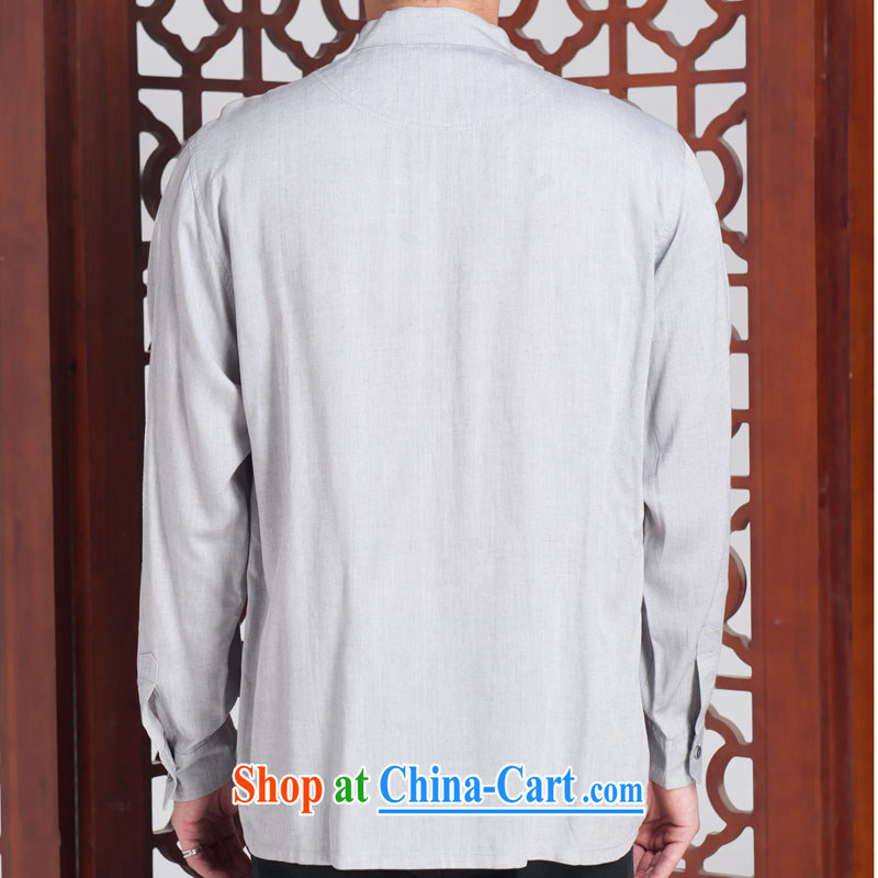 Splendid solid shirt men's Chinese Autumn with long-sleeved, older Chinese clothing ethnic wind features solid shirt light gray 185/104 A (XXXL) pictures, price, brand platters! Elections are good character, the national distribution, so why buy now enjoy more preferential! Health