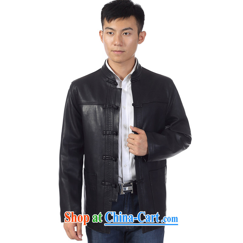 2014 autumn and winter, older Chinese in smock long Korean version, neck jacket leather jacket black 190, on Star and (yuexingge), shopping on the Internet