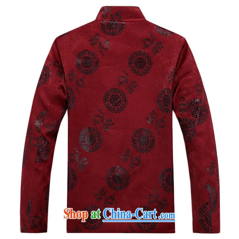 Boutique Chinese men's long-sleeved men's spring jacket T-shirt Chinese men's clothing ethnic clothing father red winter, XXXL/190, and mobile phone line (gesaxing), and, on-line shopping