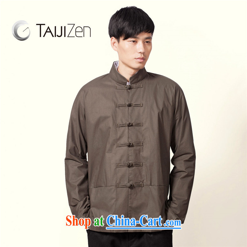 TAIJIZEN Tai Chi retreat 2014 fall and winter New China wind men's Chinese-buckle up for wind jacket olive M