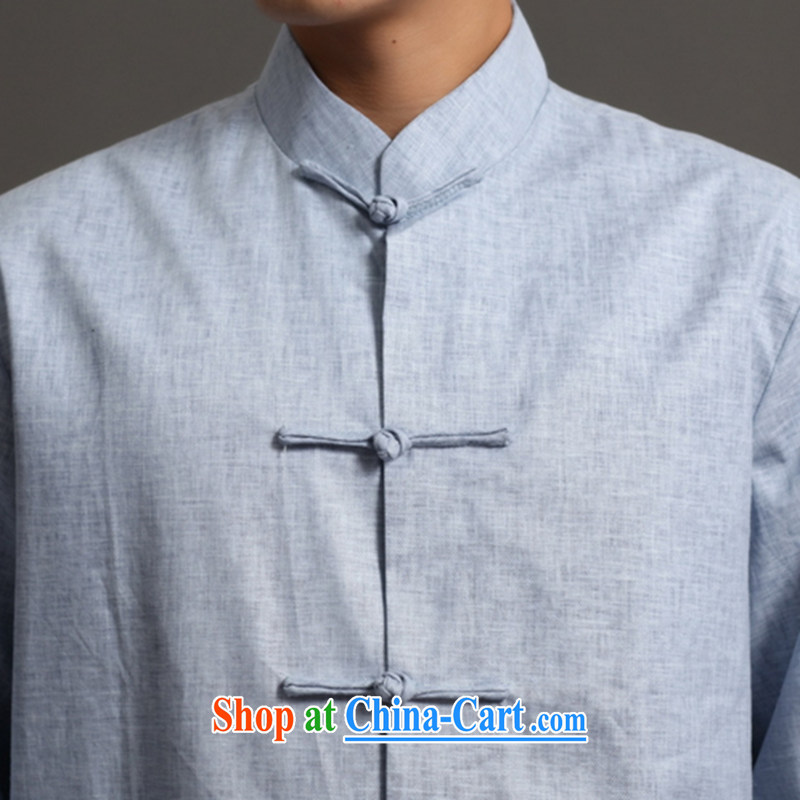 Spend the autumn and the New Man Tang fitted smock, for the hard-pressed cotton Ma National wind, served the Chinese Kung Fu Show - 1 light blue 3 XL, figure, and shopping on the Internet