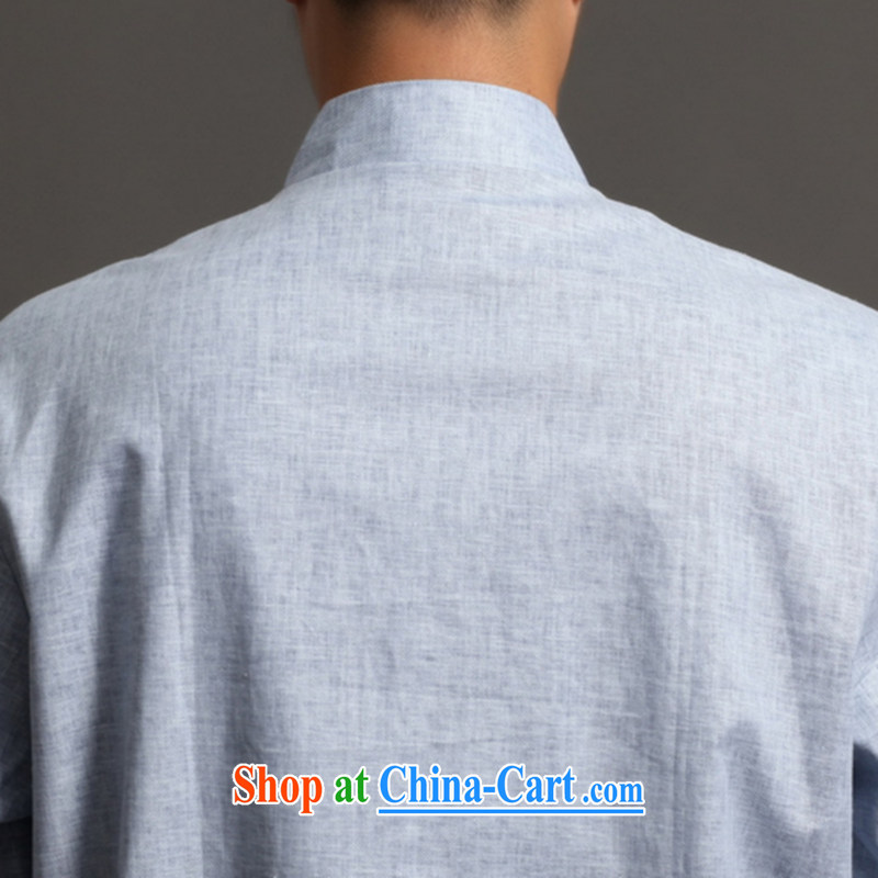 Spend the autumn and the New Man Tang fitted smock, for the hard-pressed cotton Ma National wind, served the Chinese Kung Fu Show - 1 light blue 3 XL, figure, and shopping on the Internet