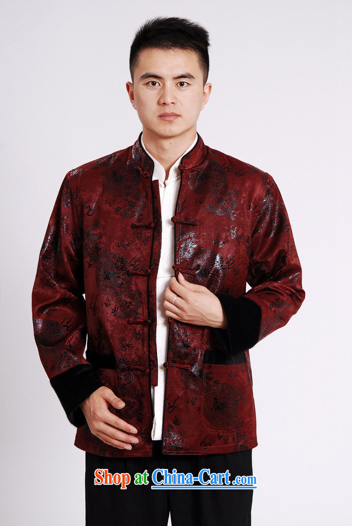 Spend the autumn and winter, new leader, new Chinese T-shirt, lint-free cloth water marten hairs in the cotton thick Chinese male Tang - A wine red 3 XL pictures, price, brand platters! Elections are good character, the national distribution, so why buy now enjoy more preferential! Health