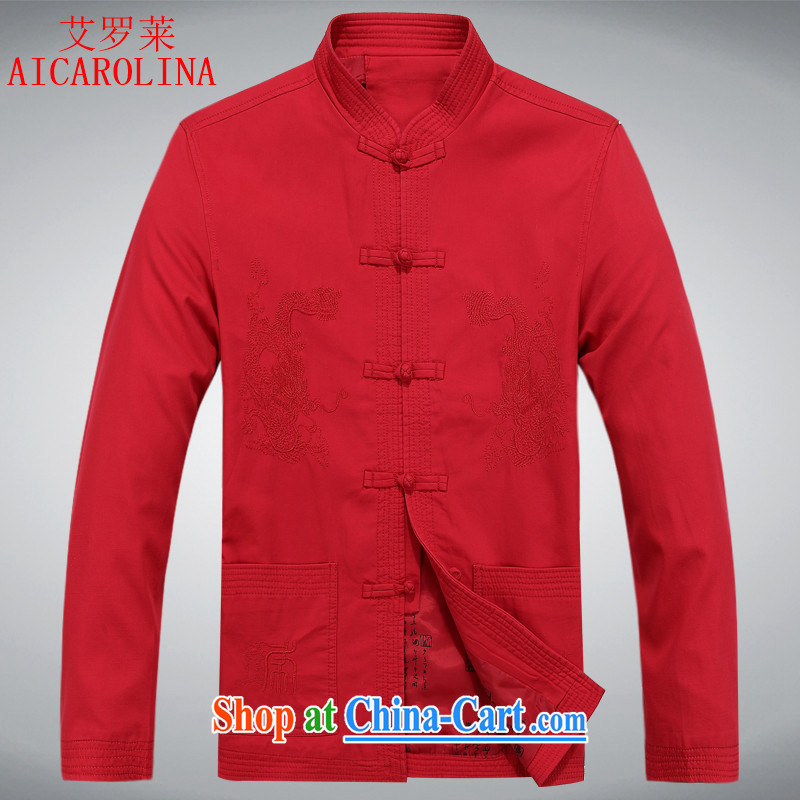 The fall, the men's smock thick middle-aged men wedding dresses dedicated in Dragon jacket and collar China wind men Tang red XL
