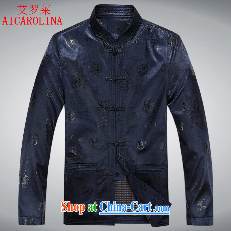 The Carolina boys older Tang with autumn New Men's long-sleeved with comfortable father with Chinese men and national service thick blue M