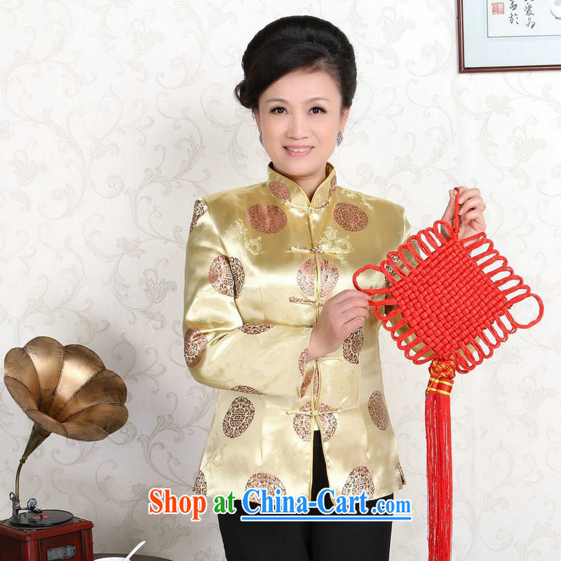 Jing An older Chinese couple with the collar China wind dress the life jackets wedding service performance service gold women XXXL