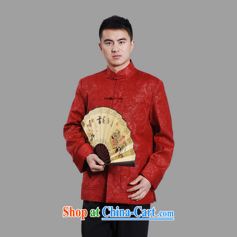 An Jing tang on men's long-sleeved dress men Tang jackets, for embroidery Chinese dragon red XXL, an Jing, shopping on the Internet