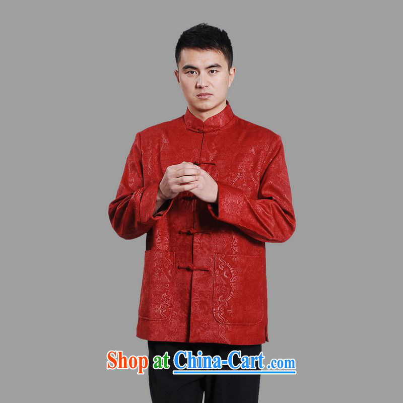 An Jing tang on men's long-sleeved dress men Tang jackets, for embroidery Chinese dragon red XXL, an Jing, shopping on the Internet