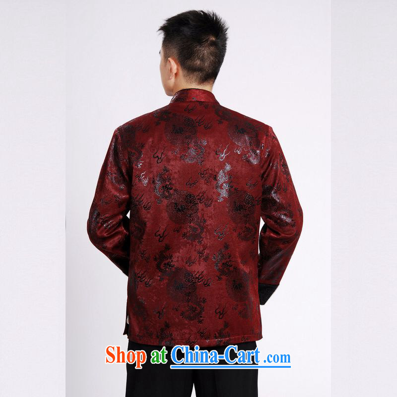 An Jing men's jacket water marten hairs tang on the lint-free cloth with short men's long-sleeved jacket Chinese Dragon Chinese T-shirt wine red XXXL, an Jing, and shopping on the Internet
