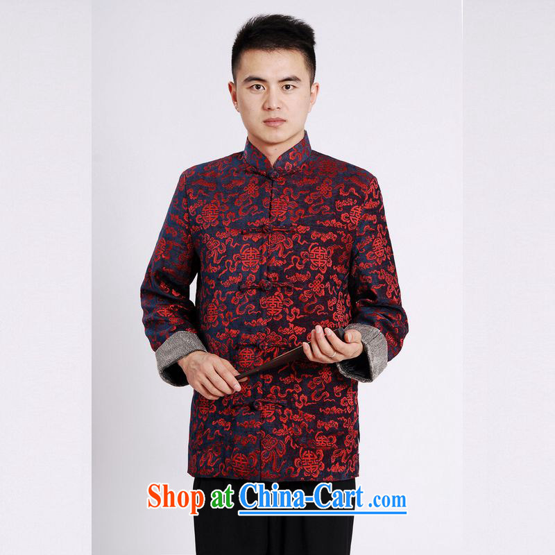 An Jing Tang replacing men long-sleeved jacket Tang fitted T-shirt men's jackets Tang replacing the cotton thick black XXXL