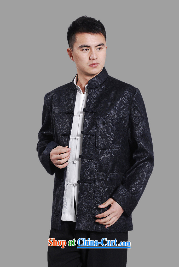 Shanghai, optimize purchase Chinese men's long-sleeved dress men Tang jackets, for embroidery Chinese dragon dark blue XXXL pictures, price, brand platters! Elections are good character, the national distribution, so why buy now enjoy more preferential! Health
