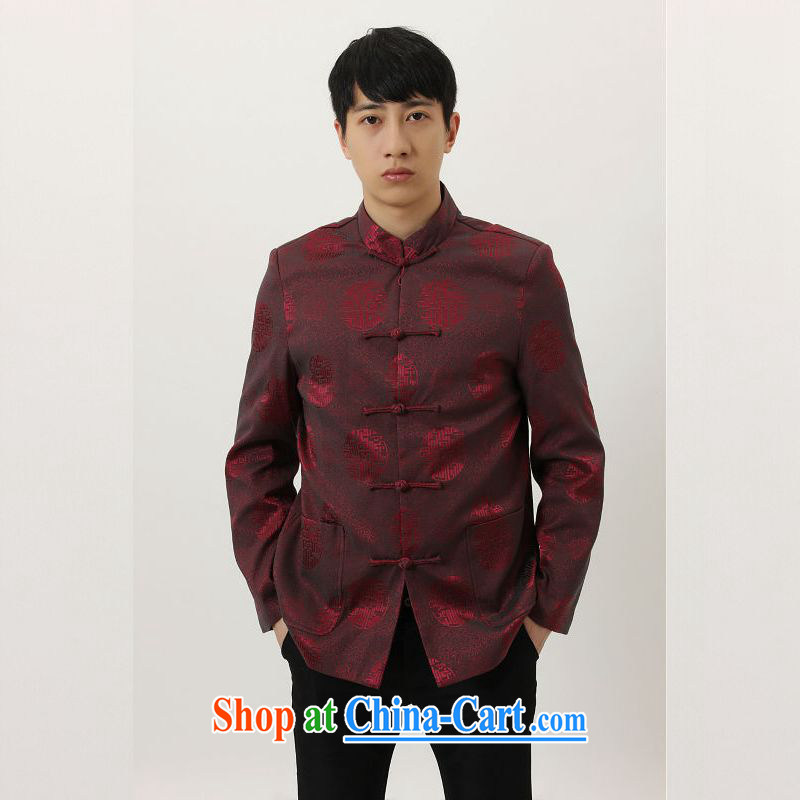 Jing An older Tang is a leading Chinese wind dress the life jackets wedding service performance service Chinese male Tang jackets wine red XXXL
