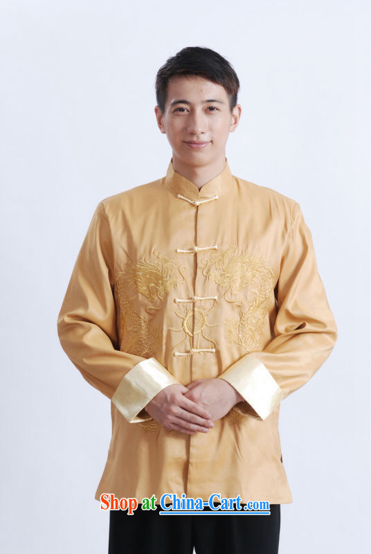 An Jing Chinese men's long-sleeved dress men Tang jackets, for embroidery Chinese dragon yellow XXXL pictures, price, brand platters! Elections are good character, the national distribution, so why buy now enjoy more preferential! Health