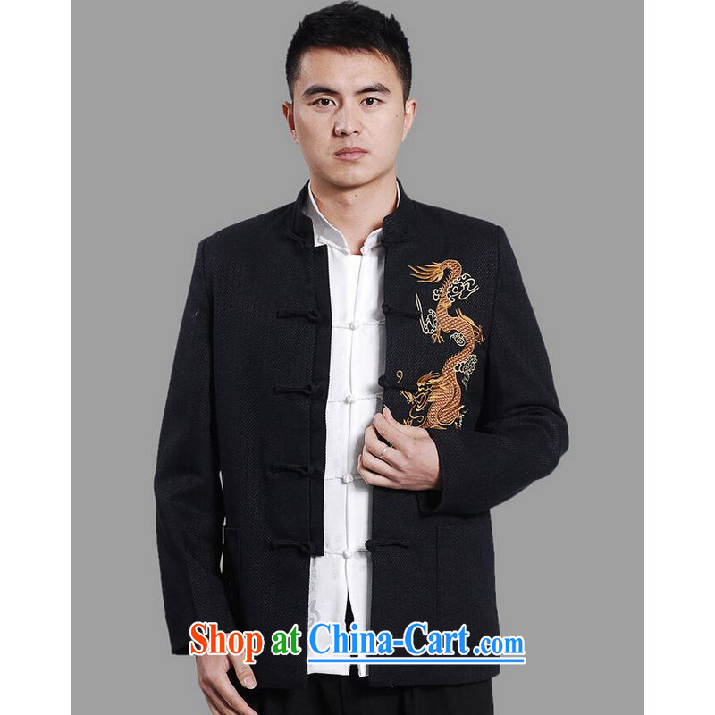 And Jing Ge men Tang jackets, for embroidery Chinese Dragon Chinese men's long-sleeved dress - blue A XXXL, Jing Ge, shopping on the Internet