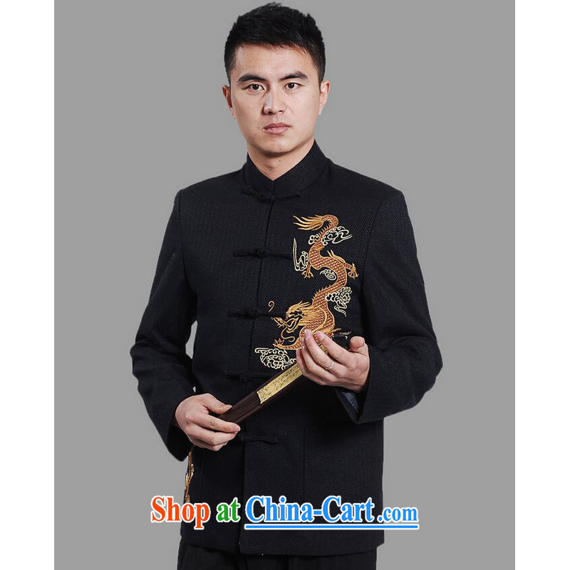 And Jing Ge men Tang jackets, for embroidery Chinese Dragon Chinese men's long-sleeved dress - blue A XXXL, Jing Ge, shopping on the Internet