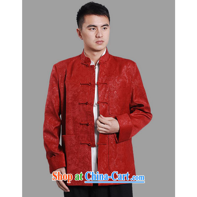 And Jing Ge tang on men's long-sleeved dress men Tang jackets, for embroidery Chinese dragon dark XXXL, Miss Au King pavilion, shopping on the Internet