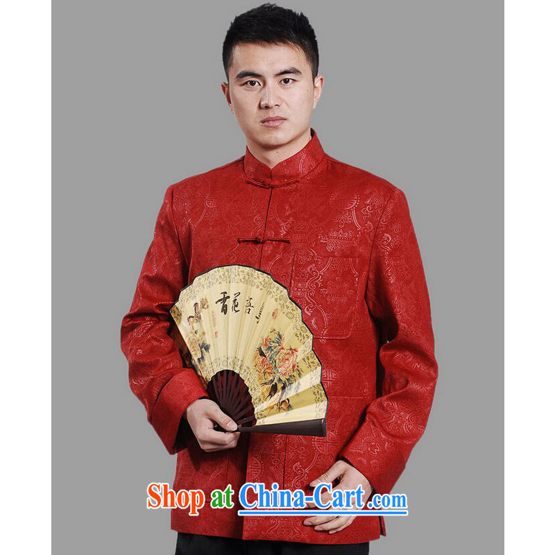 And Jing Ge tang on men's long-sleeved dress men Tang jackets, for embroidery Chinese dragon dark XXXL, Miss Au King pavilion, shopping on the Internet
