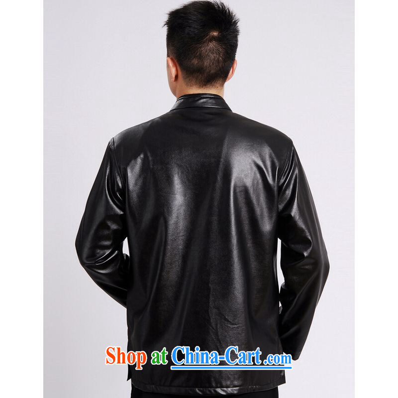 And Jing Ge tang on men's long-sleeved jacket Tang Replace T-shirt men's leather jacket water marten hairs Tang with leather jacket and lint-free cloth yellow XXXL, Miss Au King pavilion, shopping on the Internet