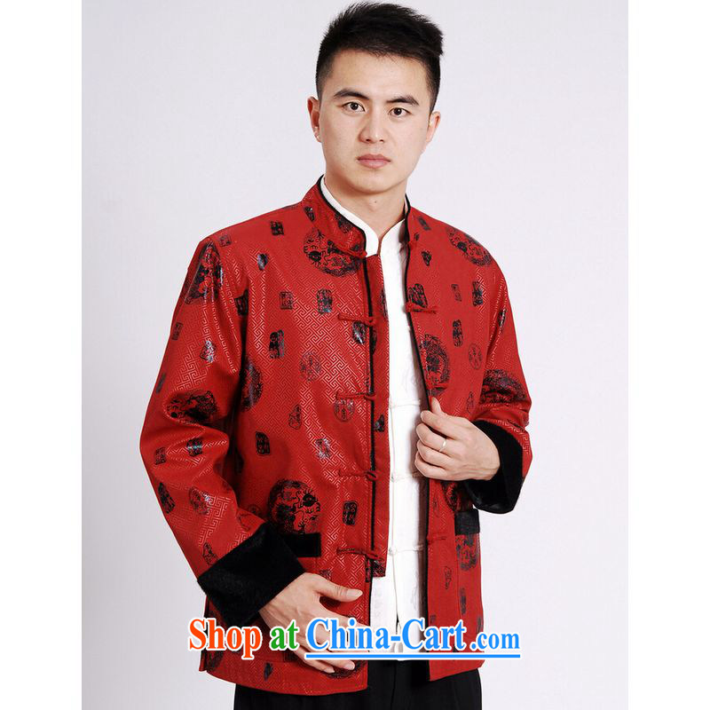 And Jing Ge tang on men's long-sleeved jacket Tang Replace T-shirt men's jacket water marten hairs tang on the lint-free cloth M 0040 red XXXL, Miss Au King pavilion, shopping on the Internet