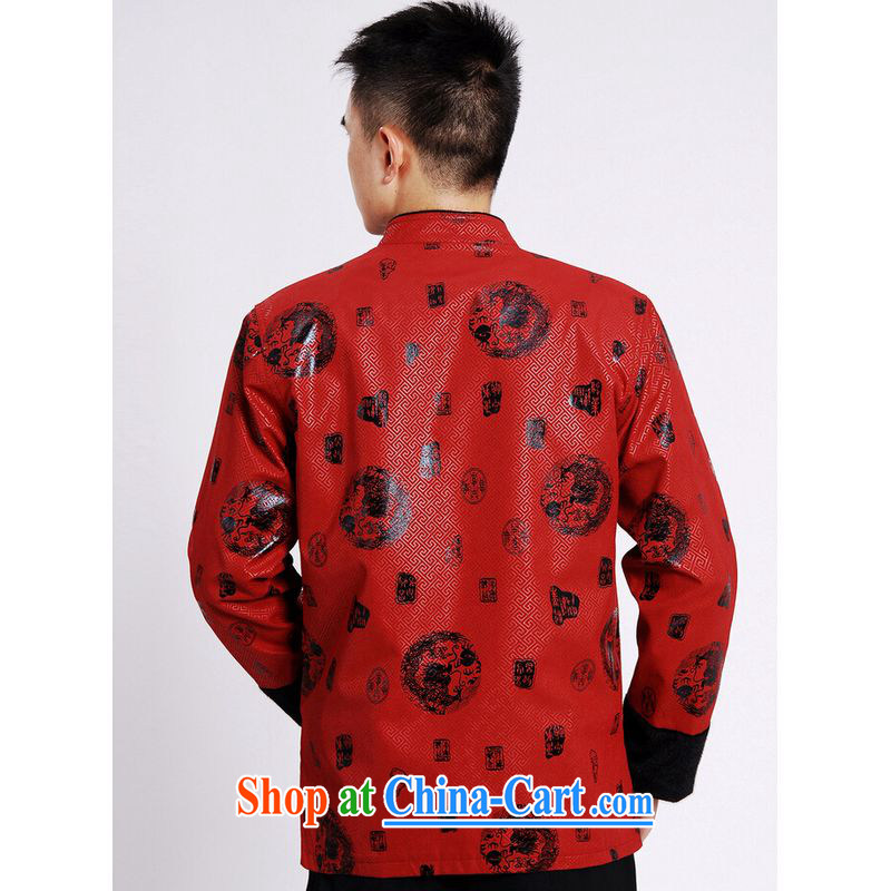 And Jing Ge tang on men's long-sleeved jacket Tang Replace T-shirt men's jacket water marten hairs tang on the lint-free cloth M 0040 red XXXL, Miss Au King pavilion, shopping on the Internet