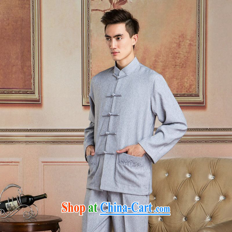 To contribute toward Jing Jing tang on men's long-sleeved jacket, collar cotton linen Chinese Kung Fu T-shirt Tai Chi clothing - 3 T-shirt XL, facilitating Jing, shopping on the Internet