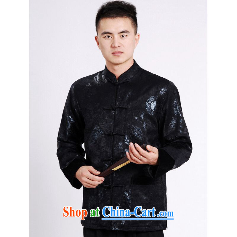 And Jing Ge tang on men's long-sleeved jacket Tang fitted T-shirt men's jacket water marten hairs tang on the cotton Thick Red XXXL, Jing Ge, shopping on the Internet