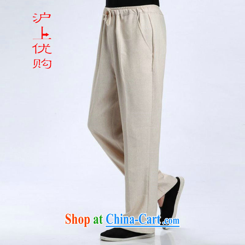 Shanghai, optimize purchase men's short pants elasticated waist cotton linen trousers have been legged pants pants - 1 pants L, Shanghai, optimize, and shopping on the Internet