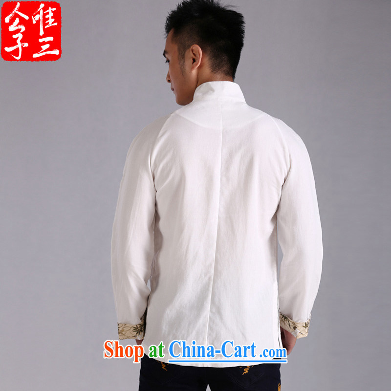 Only 3 Chinese wind Hak Ming Day, MA-tie long-sleeved T-shirt Chinese casual linen and cotton the Chinese shirt and trendy Black Movement (XXL), only 3, shopping on the Internet
