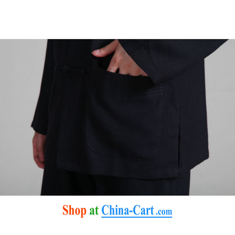 Miss Au King contributed men Tang with long-sleeved kit, cotton for the Kung Fu T-shirt Tai Chi Kit - 1 Black Kit XXXL, facilitating Jing, and online shopping