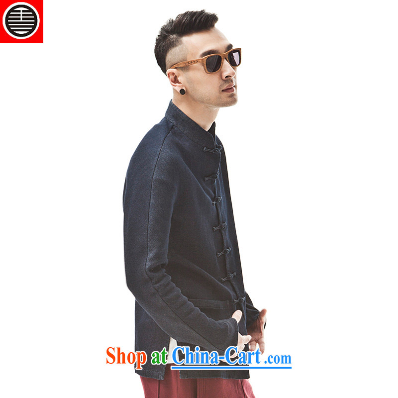 His Excellency took the wind in Dili Mong knitting cowboy Chinese Chinese jacket beauty and stylish jacket and collar retro T-shirt dark blue L, Sheng (HUSENJI), online shopping