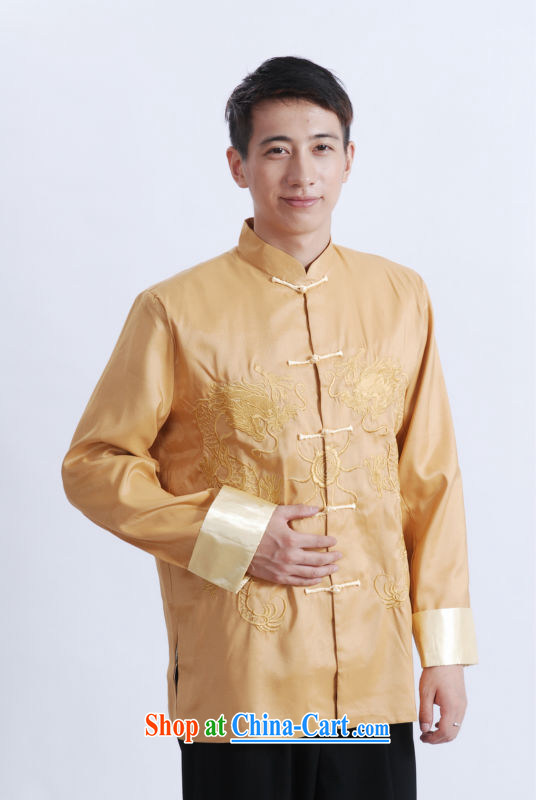 The frequency band Tang with men's long-sleeved dress men Tang jackets, for embroidery Chinese dragon yellow 3XL pictures, price, brand platters! Elections are good character, the national distribution, so why buy now enjoy more preferential! Health