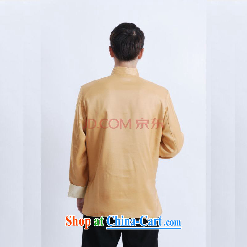 The frequency tang on men's long-sleeved dress men Tang jackets, for embroidery Chinese dragon yellow 3XL, picking-frequency, and on-line shopping