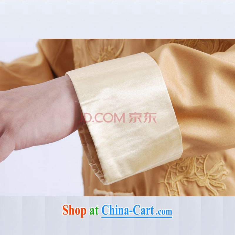 The frequency tang on men's long-sleeved dress men Tang jackets, for embroidery Chinese dragon yellow 3XL, picking-frequency, and on-line shopping
