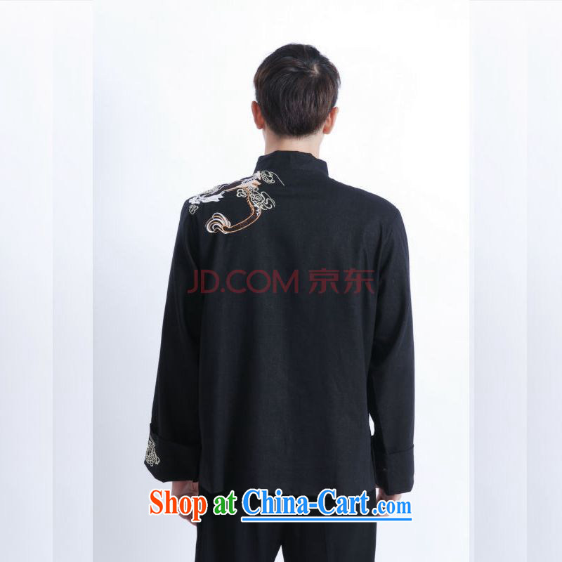 The frequency Chinese men's long-sleeved dress men Tang jackets, for embroidery Chinese dragon M 1121 black 3 XL, picking-frequency, shopping on the Internet