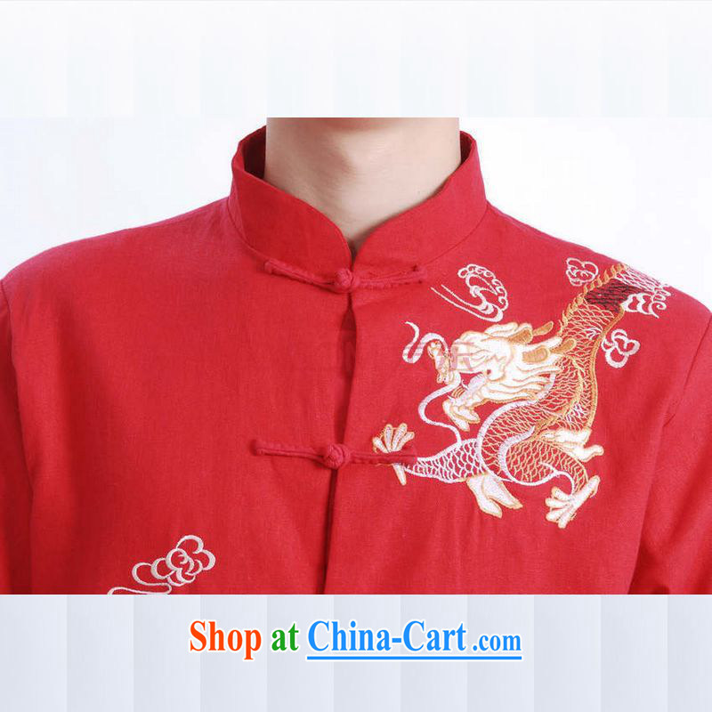 The frequency Chinese men's long-sleeved dress men Tang jackets, for embroidery Chinese dragon M 1121 black 3 XL, picking-frequency, shopping on the Internet