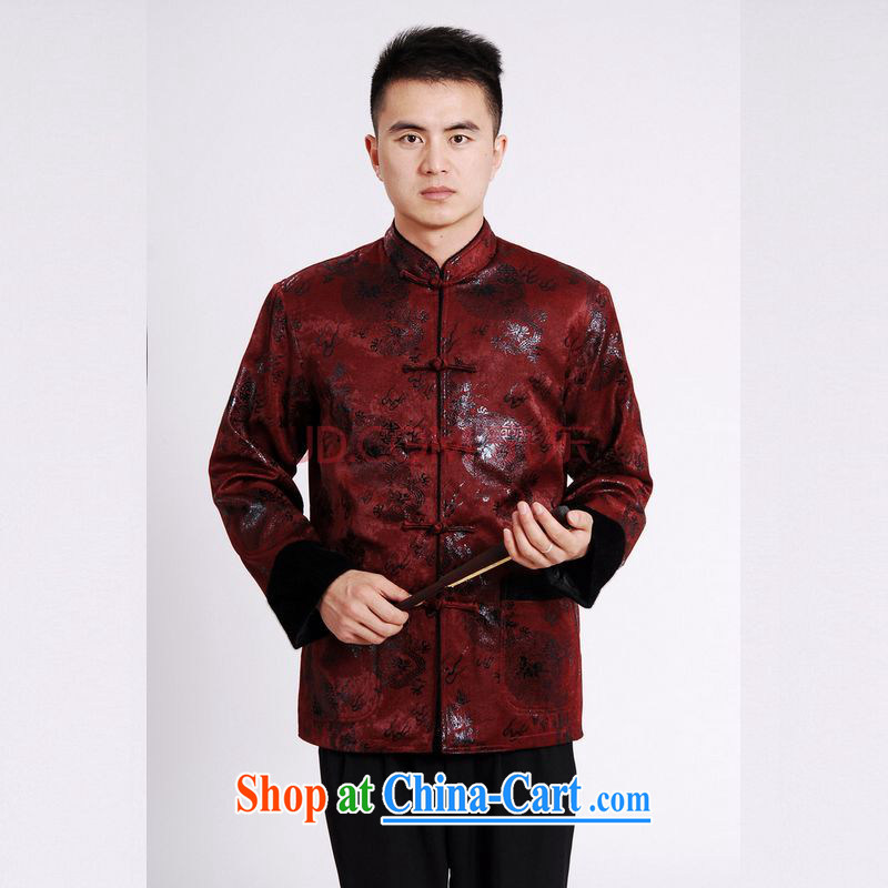 The frequency men's jacket water marten hairs tang on the lint-free cloth Chinese men's long-sleeved jacket Chinese Dragon Chinese wine red 3XL, the bandwidth, and shopping on the Internet
