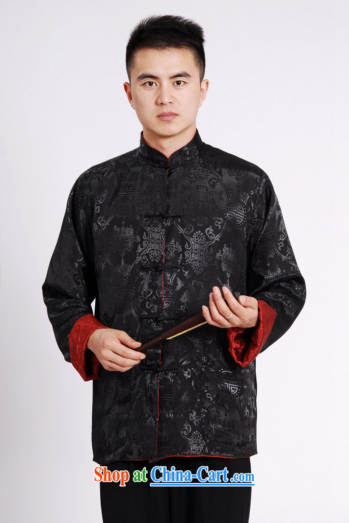 The frequency band Tang with men's long-sleeved dress men Tang jackets, for double-sided through damask Tang Black + red 3 XL pictures, price, brand platters! Elections are good character, the national distribution, so why buy now enjoy more preferential! Health