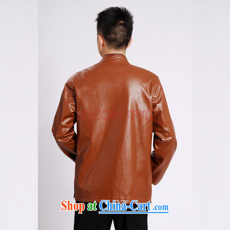 The frequency tang on men's long-sleeved jacket with short T-shirt men's leather jacket water marten hairs Tang with leather jacket and lint-free cloth yellow 3XL, the bandwidth, and shopping on the Internet