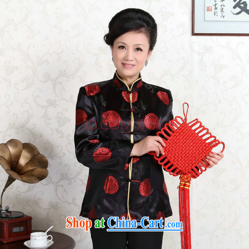 The frequency in older Chinese couples with the leading Chinese wind dress the life jackets wedding stage clothing - D Black Women XL