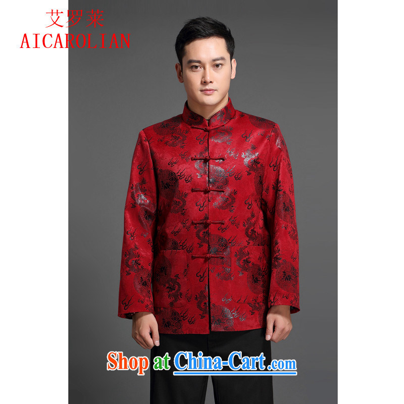 2015 Spring and Autumn new paragraph, aids in older liberal men's jackets upscale men's long-sleeved Tang is a red XXXL