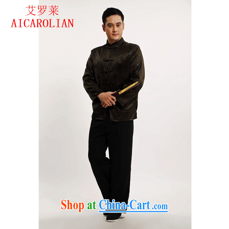 New paragraph, AIDS, China wind Man Tang with long-sleeved brown autumn and winter jacket coat men and Tang clothing older persons in autumn with dark brown M, the Tony Blair (AICAROLINA), online shopping