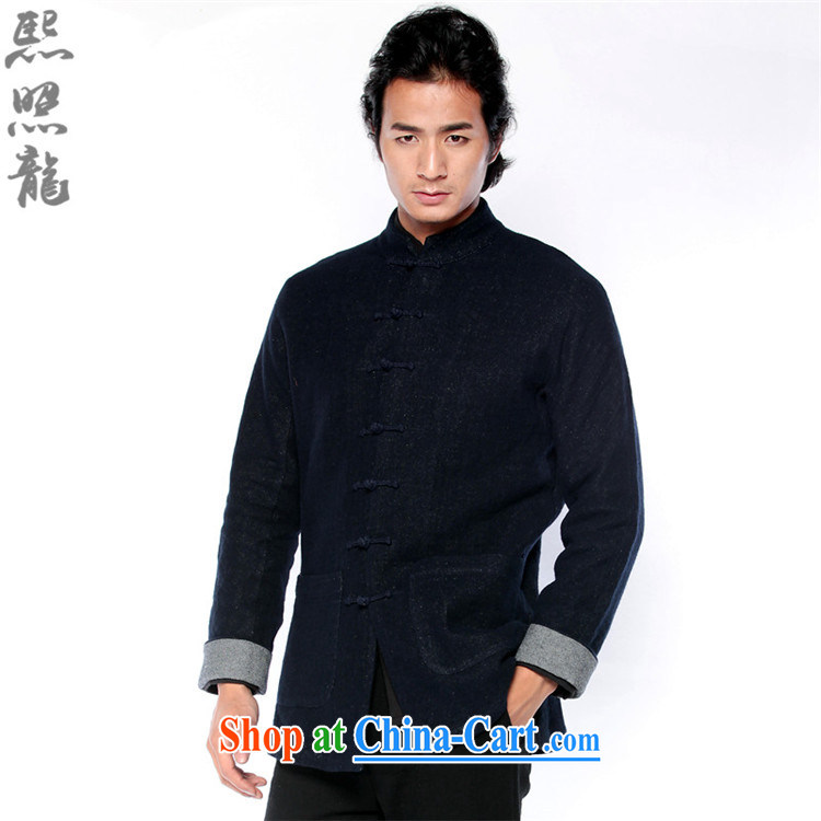 Hee-snapshot Dragon autumn and winter, the Yau Ma Tei cotton jacket Chinese male Chinese clothing shirt rustic flimsy cotton Ma wrinkle ripstop taffeta overlay dark blue L pictures, price, brand platters! Elections are good character, the national distribution, so why buy now enjoy more preferential! Health