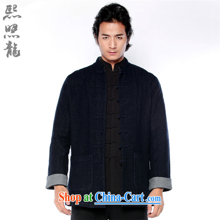 Hee-snapshot Dragon autumn and winter, the Yau Ma Tei cotton jacket Chinese male Chinese clothing shirt rustic flimsy cotton Ma wrinkle ripstop taffeta overlay dark blue L pictures, price, brand platters! Elections are good character, the national distribution, so why buy now enjoy more preferential! Health