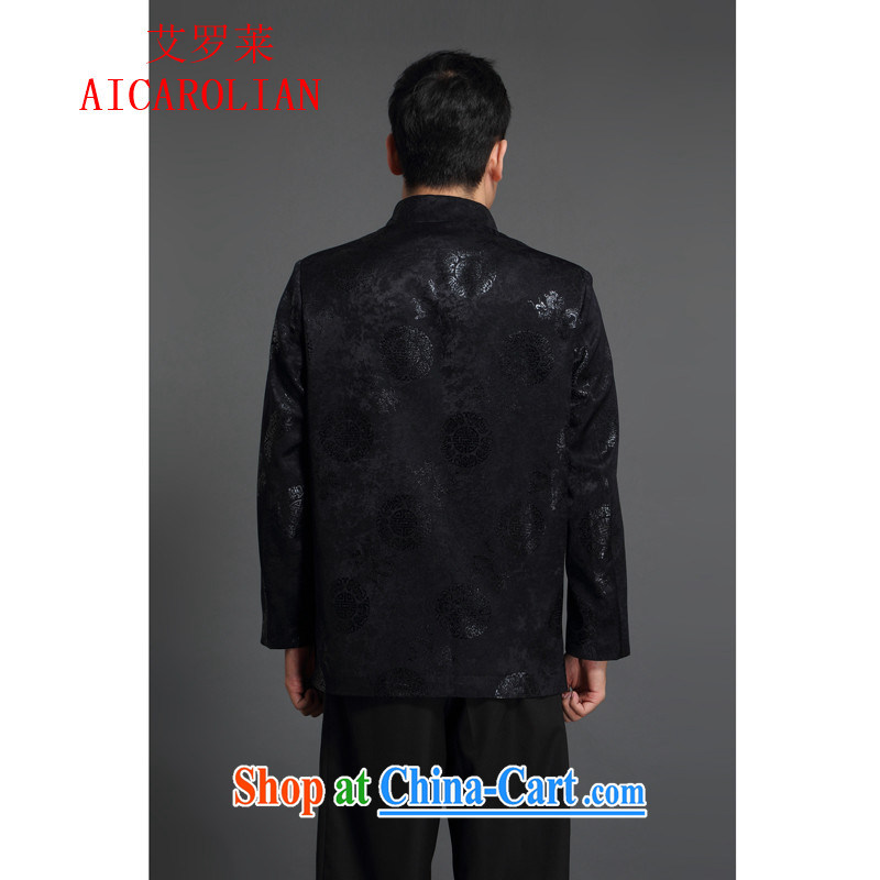 Autumn and the new, the Tony Blair AICAROLIAN long-sleeved jacket China wind Chinese men and national costumes middle-aged men's T-shirt black L, AIDS, Tony Blair (AICAROLINA), shopping on the Internet